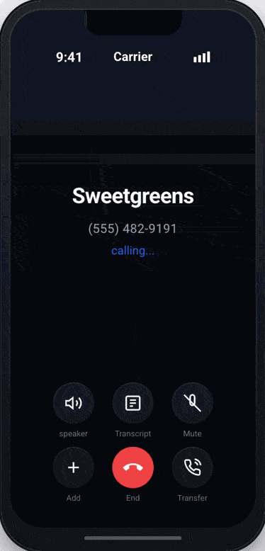 Voice Agent demo — AI answering an inbound phone call in real time